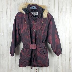 Vintage Fera Ski Jacket Floral Maroon Size 8